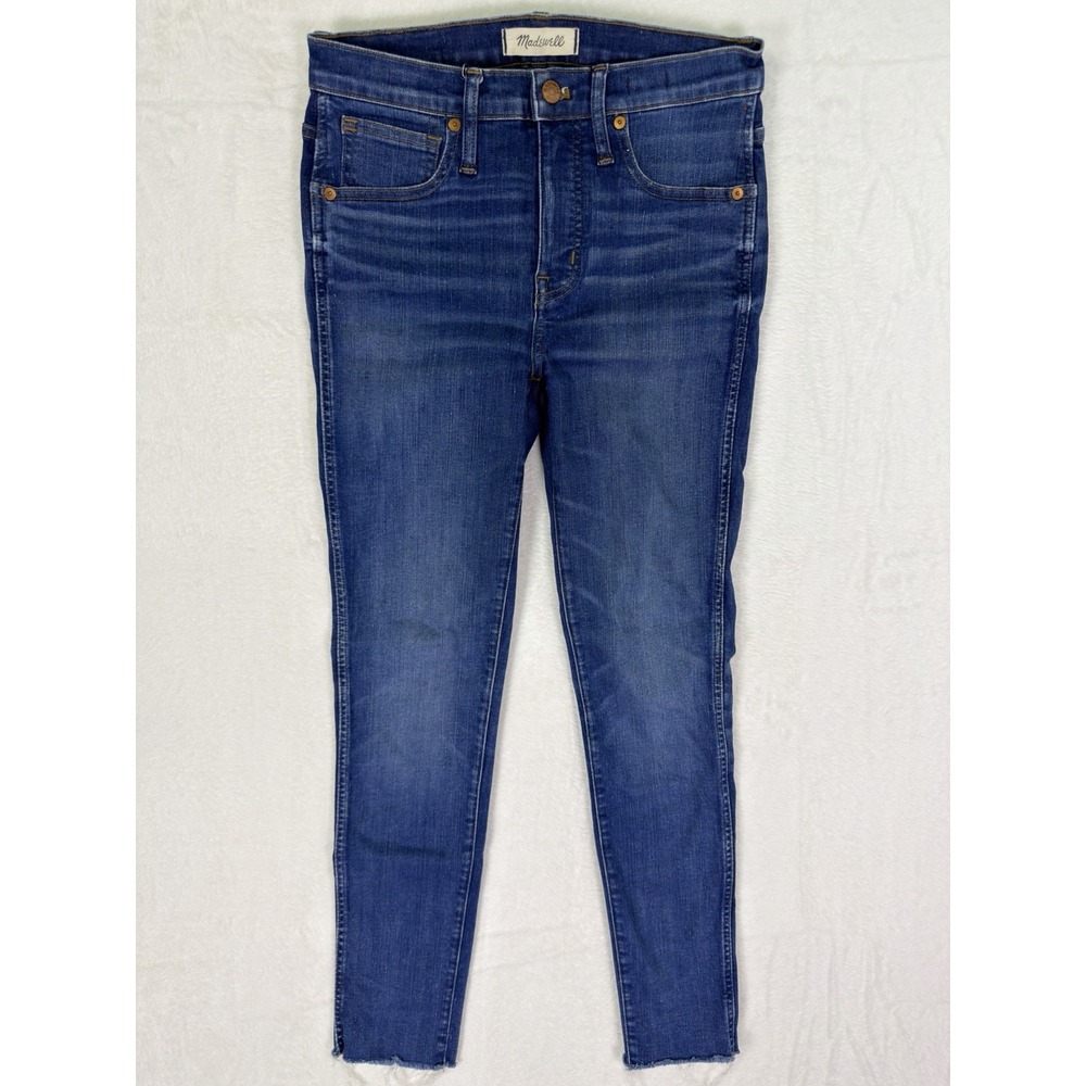 Madewell‎ Jeans Womens 27 Blue Skinny Dark Wash 9" High Rise Stretch Fringe